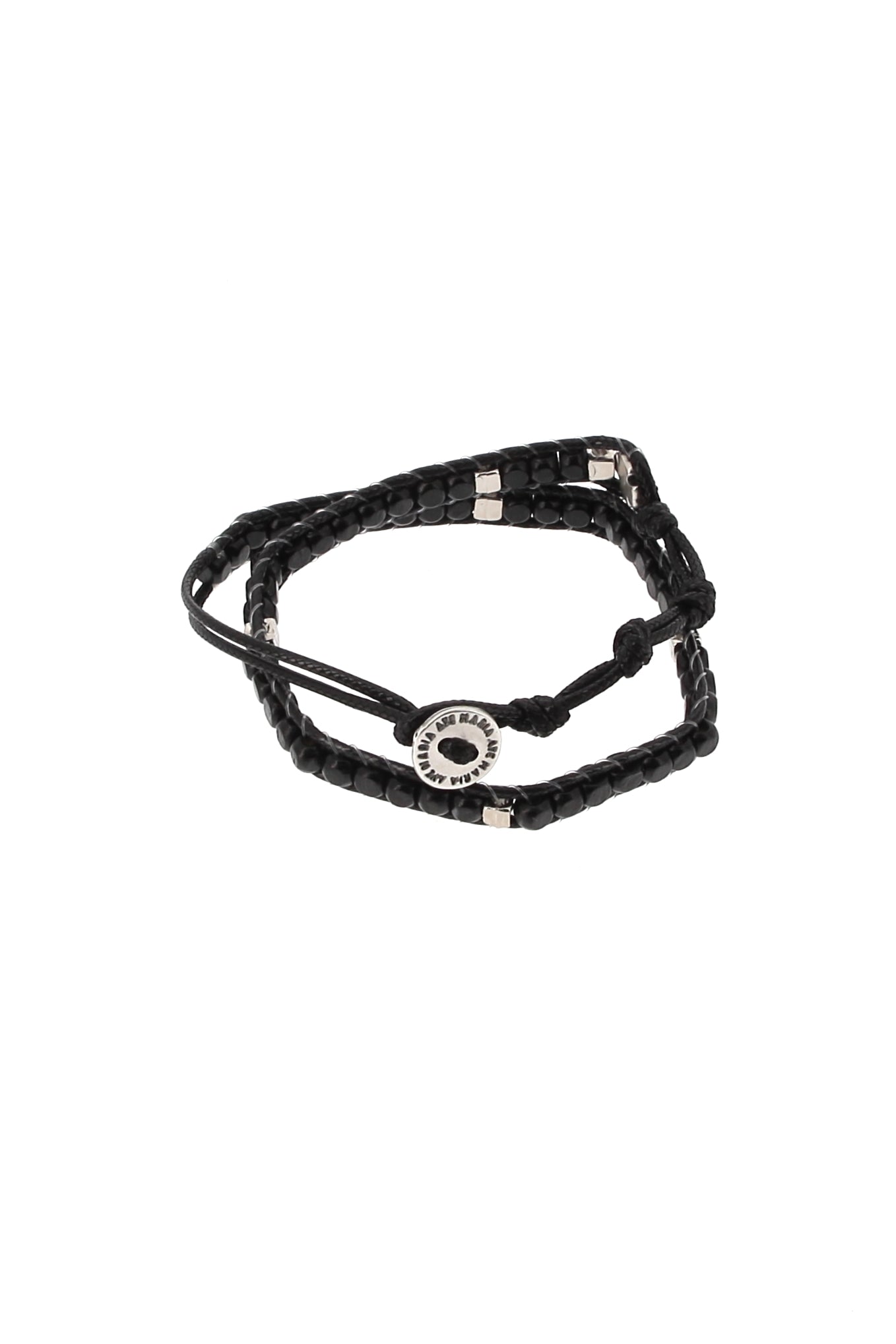 Bracciale Rosario in corda con grani quadrati in legno 5 mm