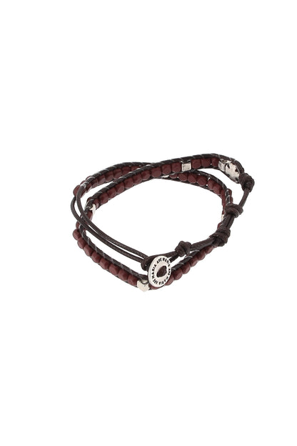 Bracciale Rosario in corda con grani quadrati in legno 5 mm