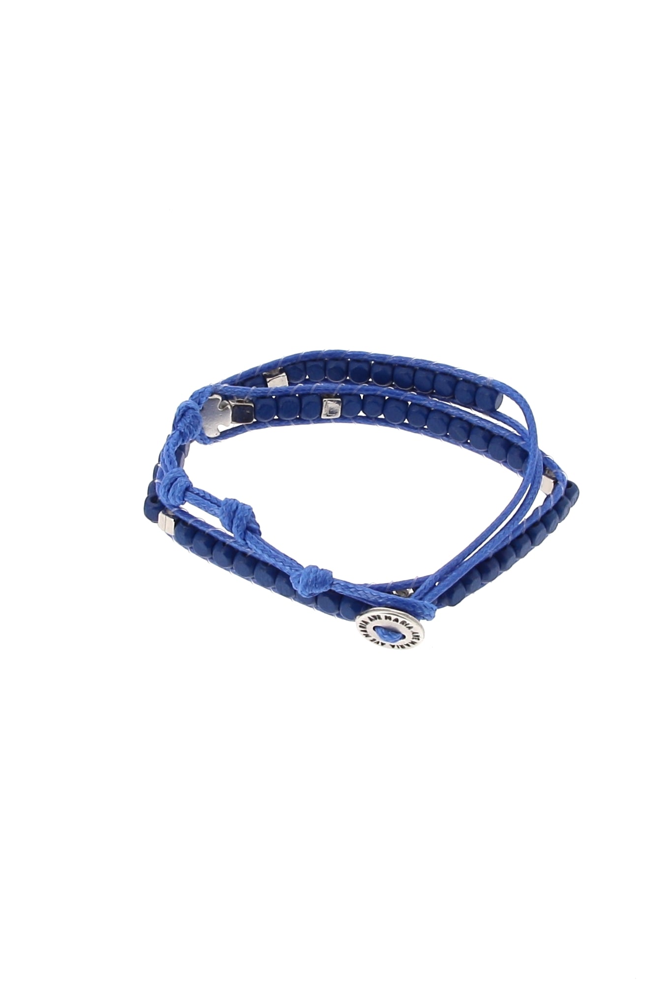 Bracciale Rosario in corda con grani quadrati in legno 5 mm