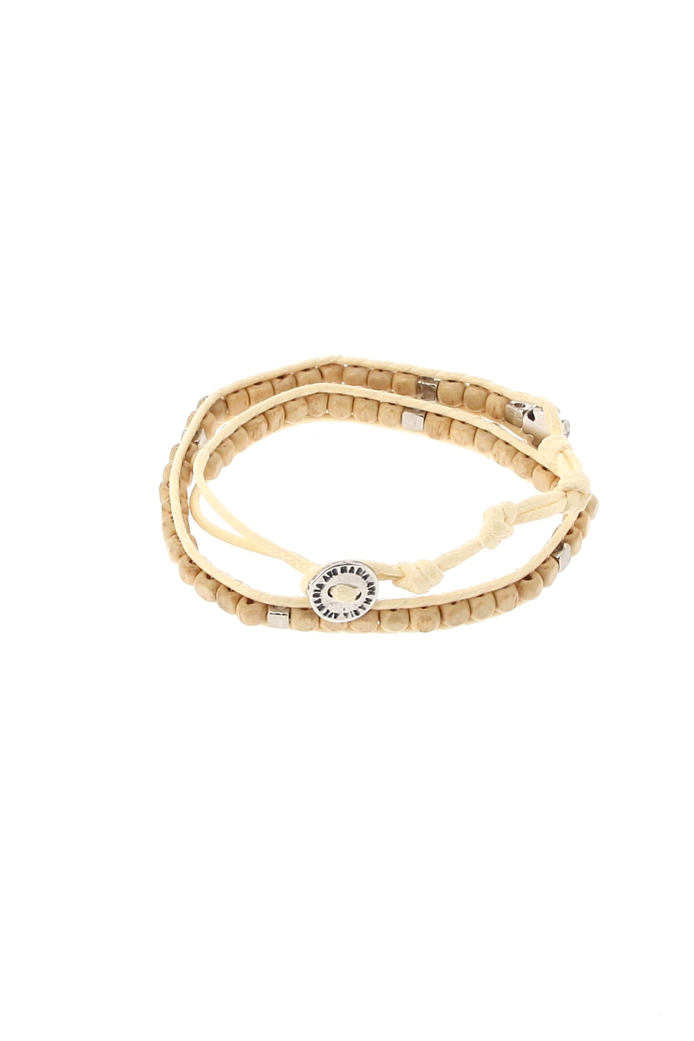 Bracciale Rosario in corda con grani quadrati in legno 5 mm