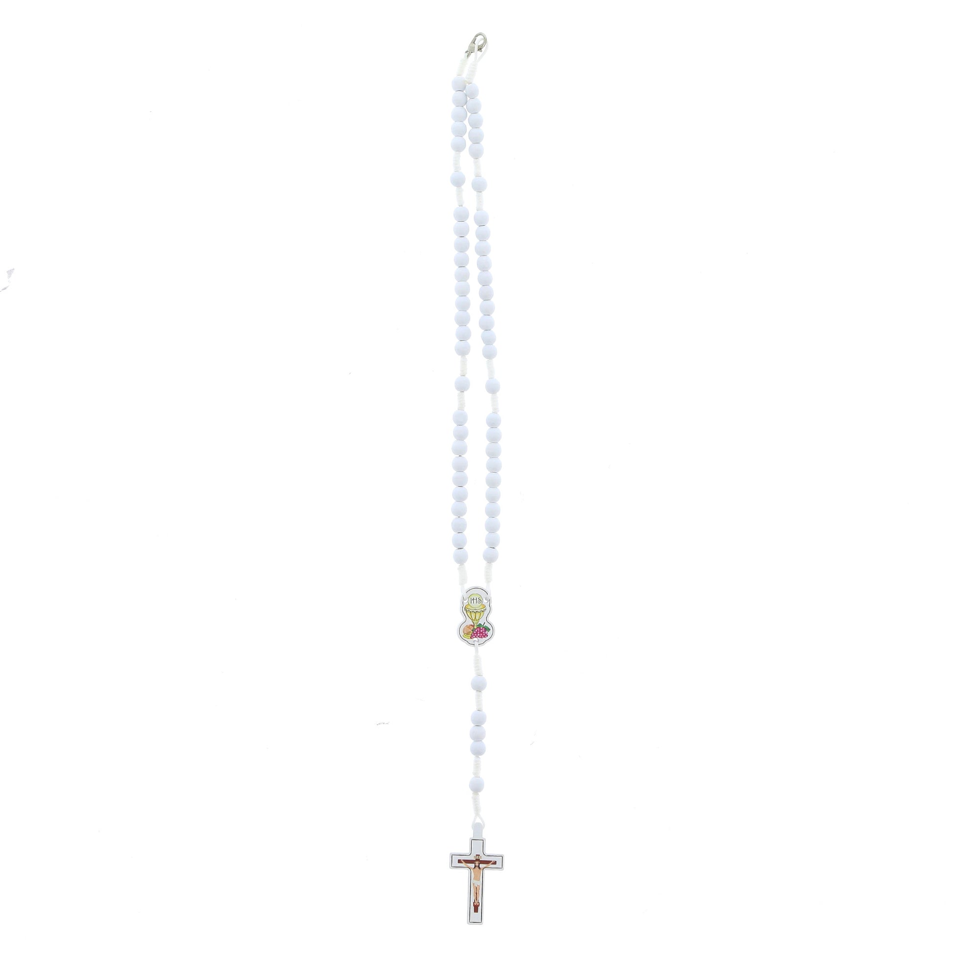 Ricordino Comunione - Corona indossabile grani in legno 6 mm con bustina similpelle