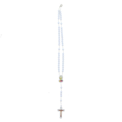 Ricordino Comunione - Corona indossabile grani in legno 6 mm con bustina similpelle