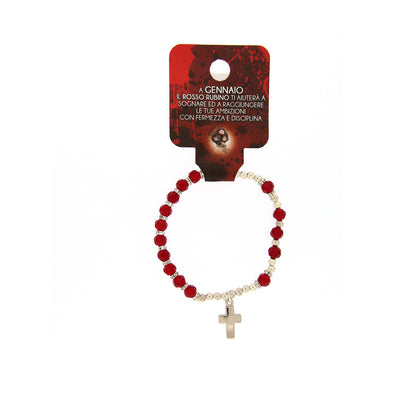 Bracciale del mese dell'anno. Con grani in vetro colorato 5 mm