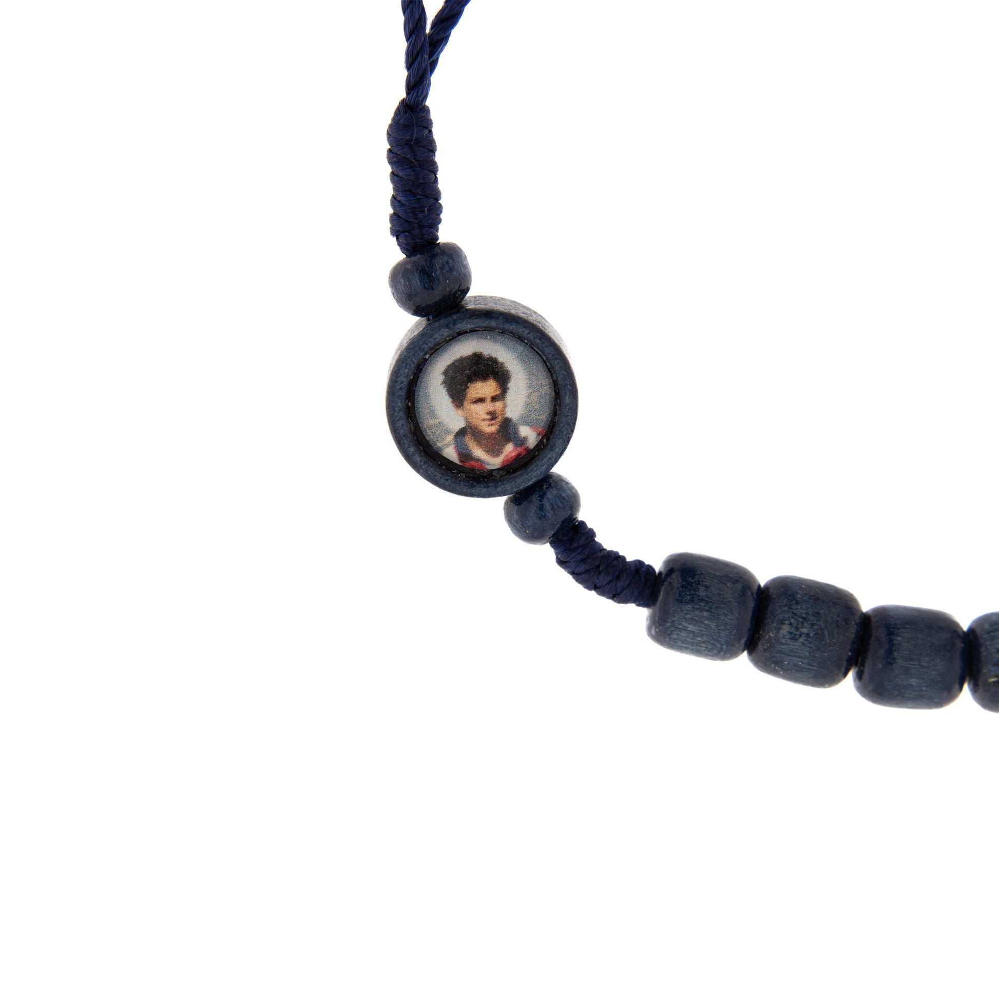 Bracciale Carlo Acutis con immagine, croce e chiusura moschettone