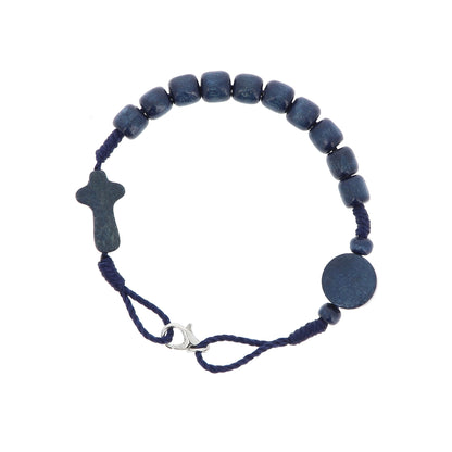 Bracciale Carlo Acutis con immagine, croce e chiusura moschettone