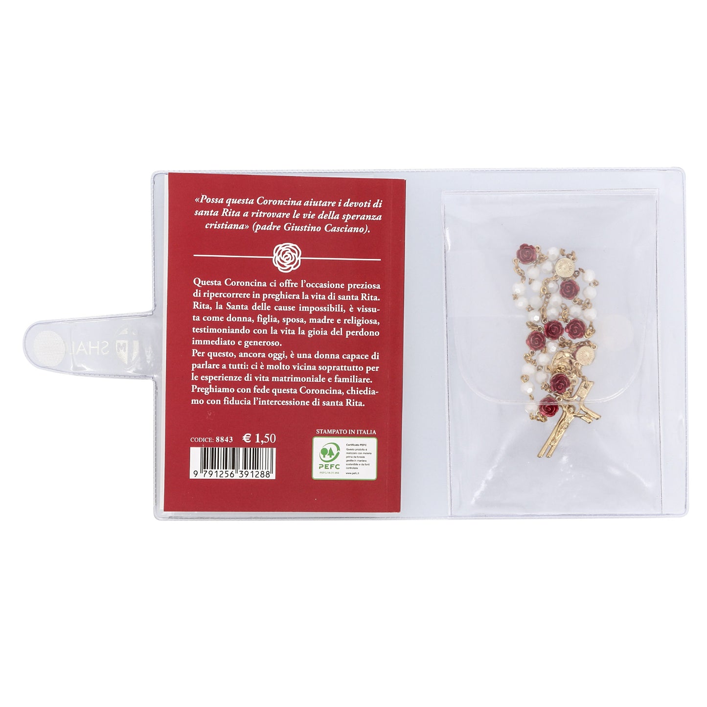 Confezione libro "Coroncina a Santa Rita da Cascia" e Corona a Santa Rita