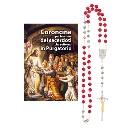 Confezione libro "Coroncina per le anime dei sacerdoti che soffrono in Purgatorio" e Corona Anime dei sacerdoti defunti