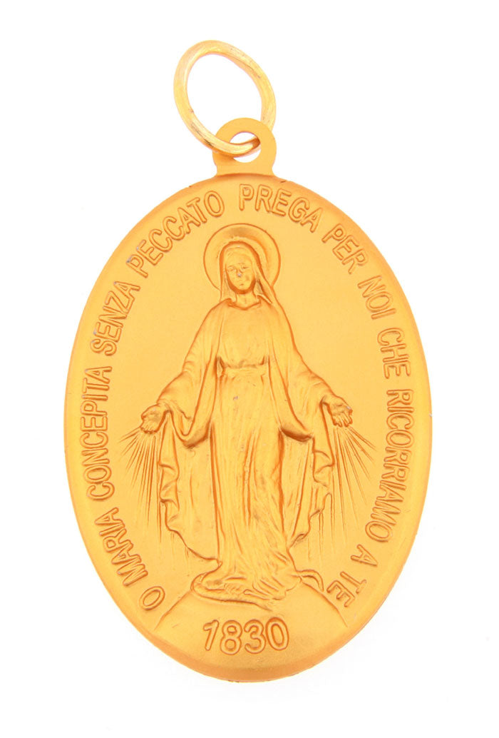 Medaglia Miracolosa in alluminio color oro. Altezza 5 cm