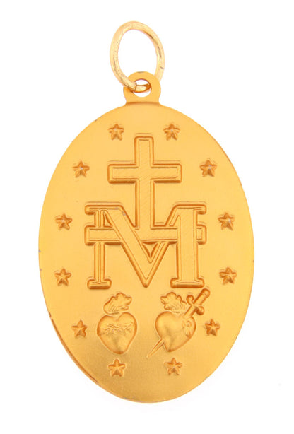 Medaglia Miracolosa in alluminio color oro. Altezza 5 cm