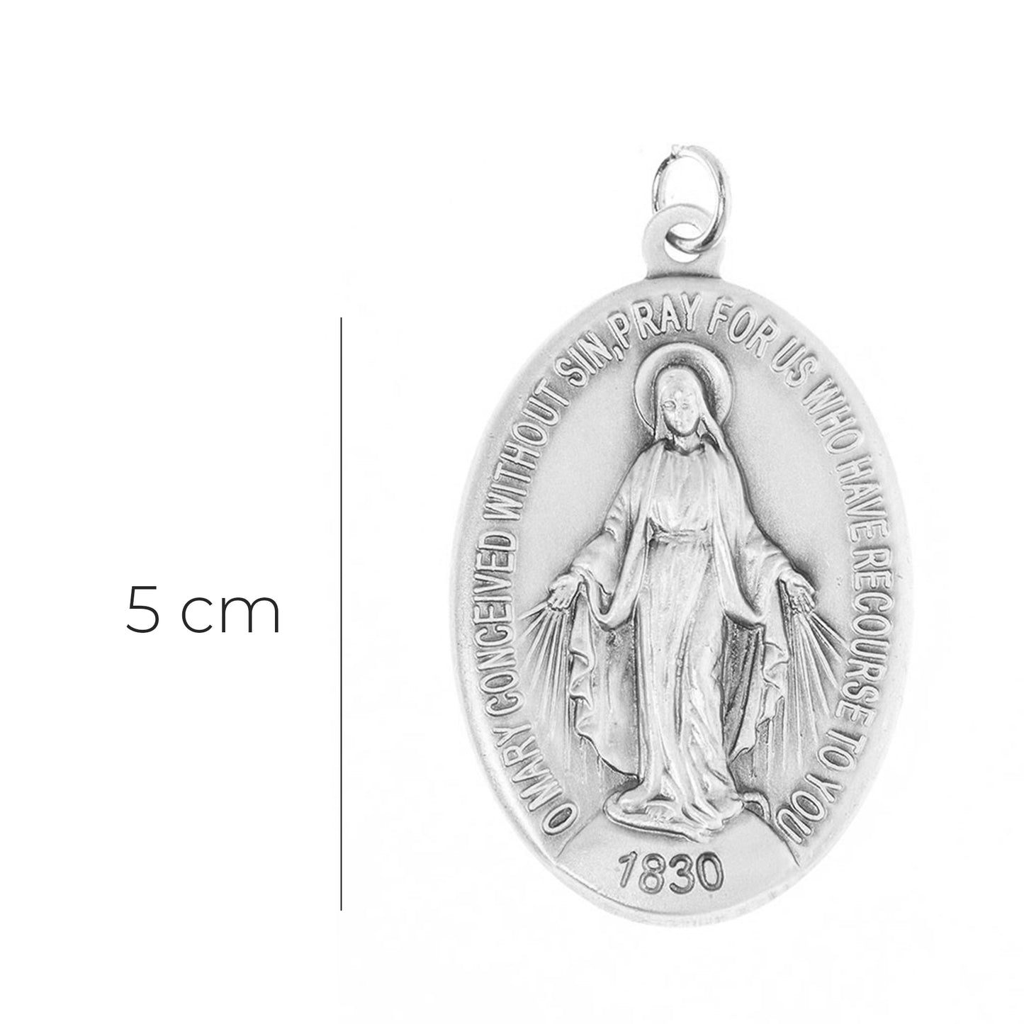 Medaglia Miracolosa in ottone, in lingua inglese. Altezza 5 cm