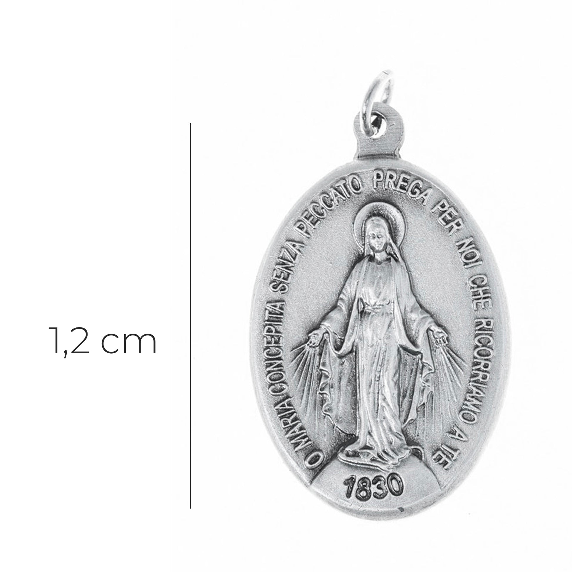 Medaglia Miracolosa in ottone argentato. Altezza 1,2 cm