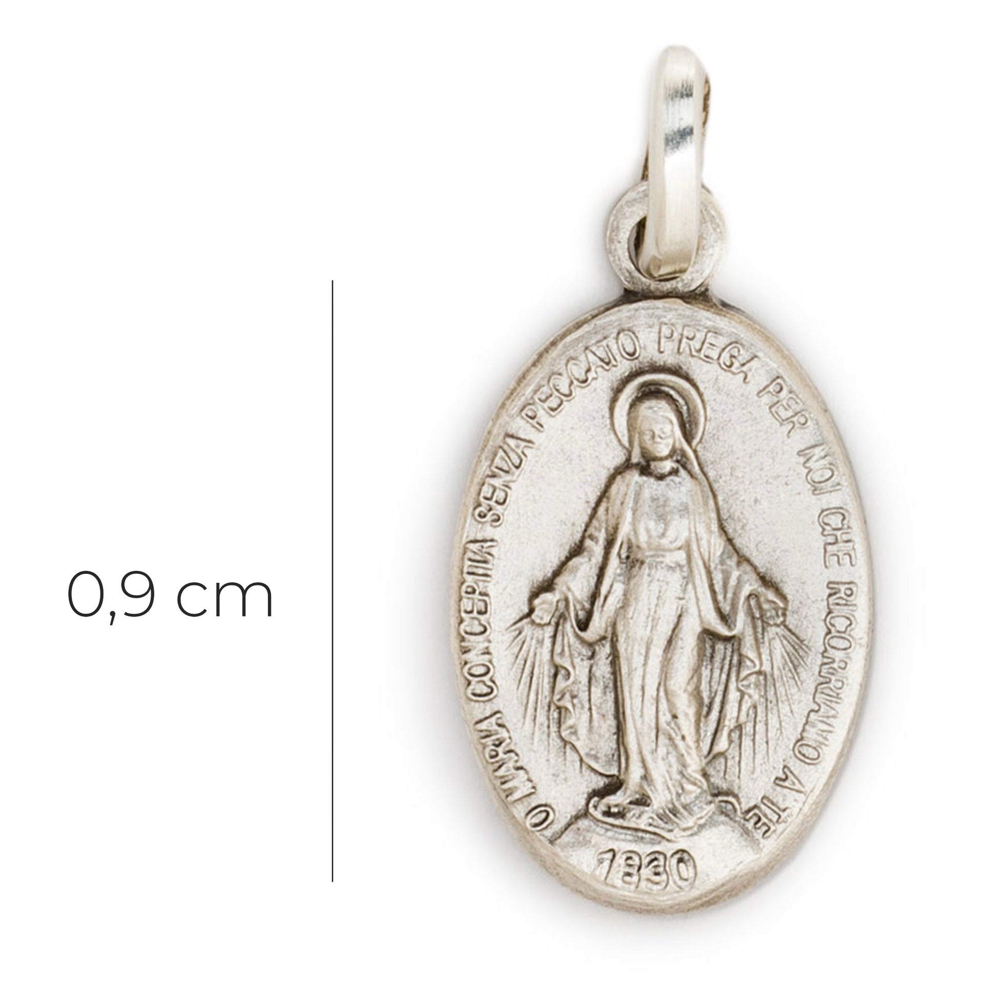Medaglia Miracolosa in argento 925. Altezza 0,9 cm