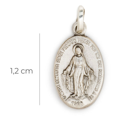 Medaglia Miracolosa in argento 925. Altezza 1,2 cm