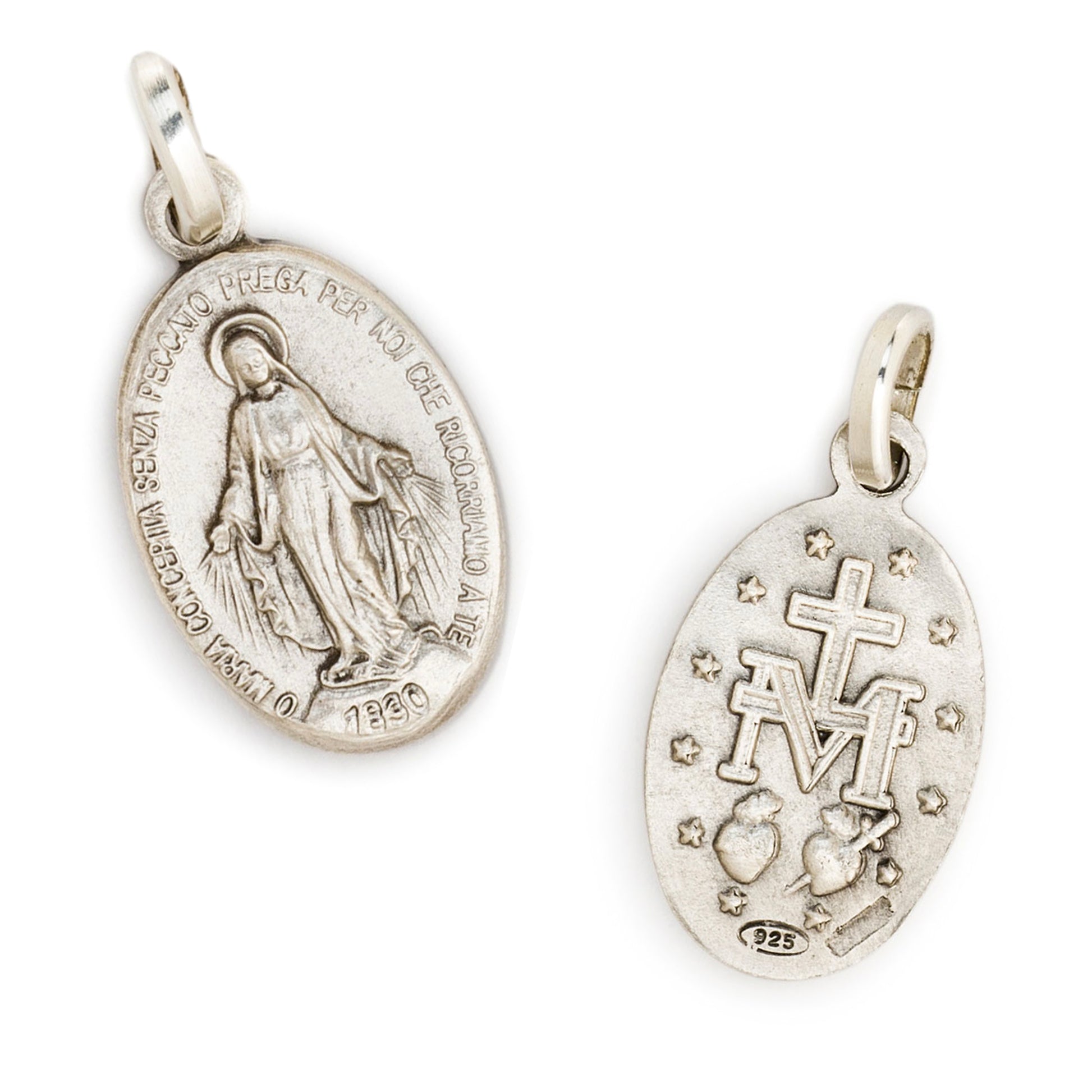 Medaglia Miracolosa in argento 925. Altezza 1,6 cm
