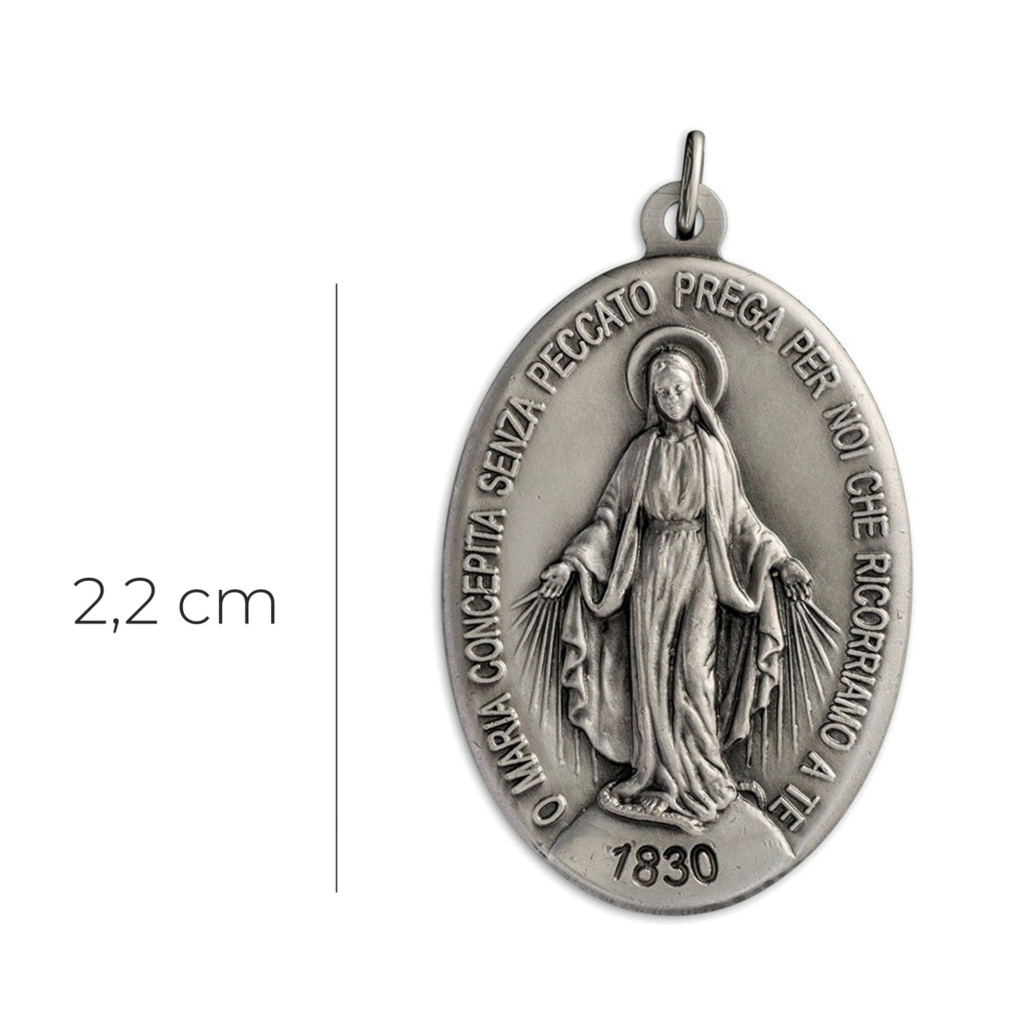 Medaglia Miracolosa in argento 925. Altezza 2,2 cm