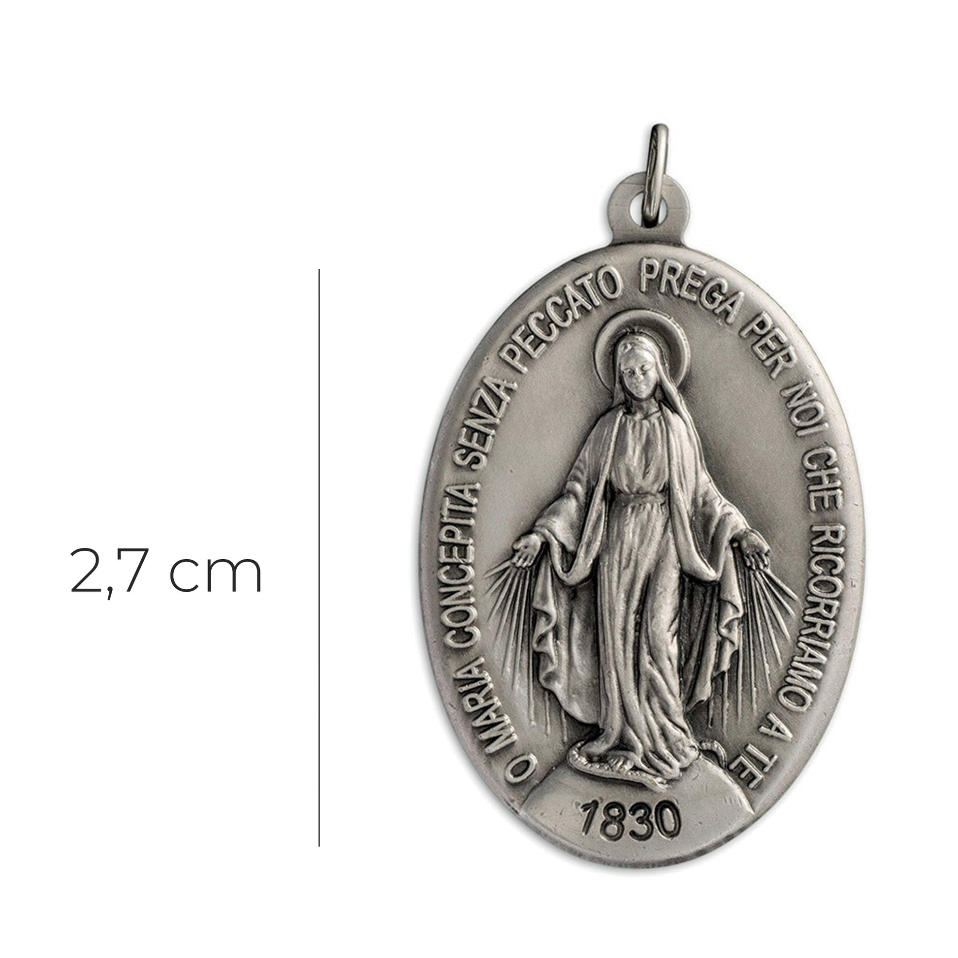 Medaglia Miracolosa in argento 925. Altezza 2,7 cm