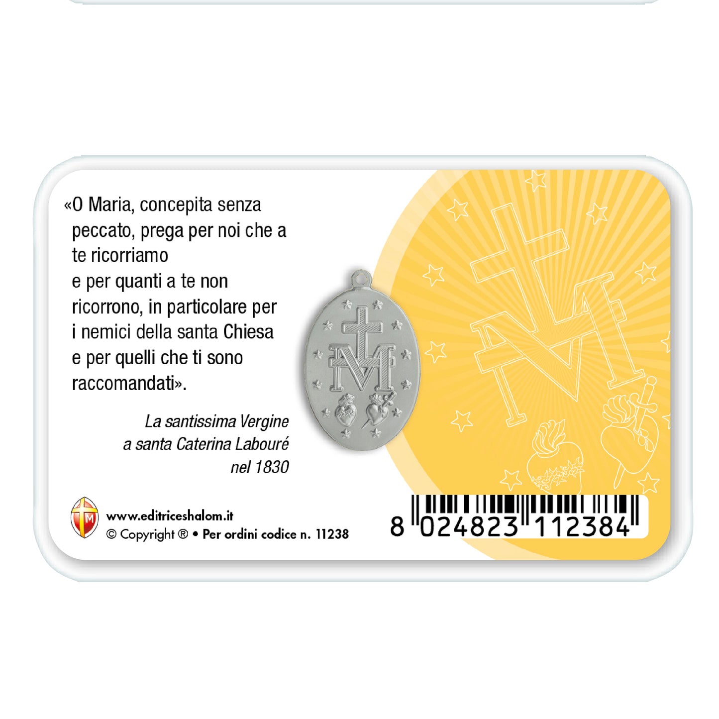 Card plastificata San Giuseppe con medaglia Miracolosa e preghiera