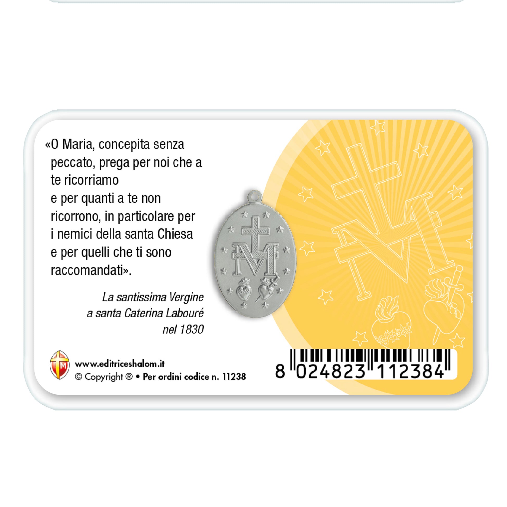 Card plastificata San Giuseppe con medaglia Miracolosa e preghiera