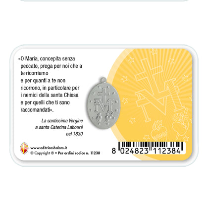 Card plastificata San Giuseppe con medaglia Miracolosa e preghiera