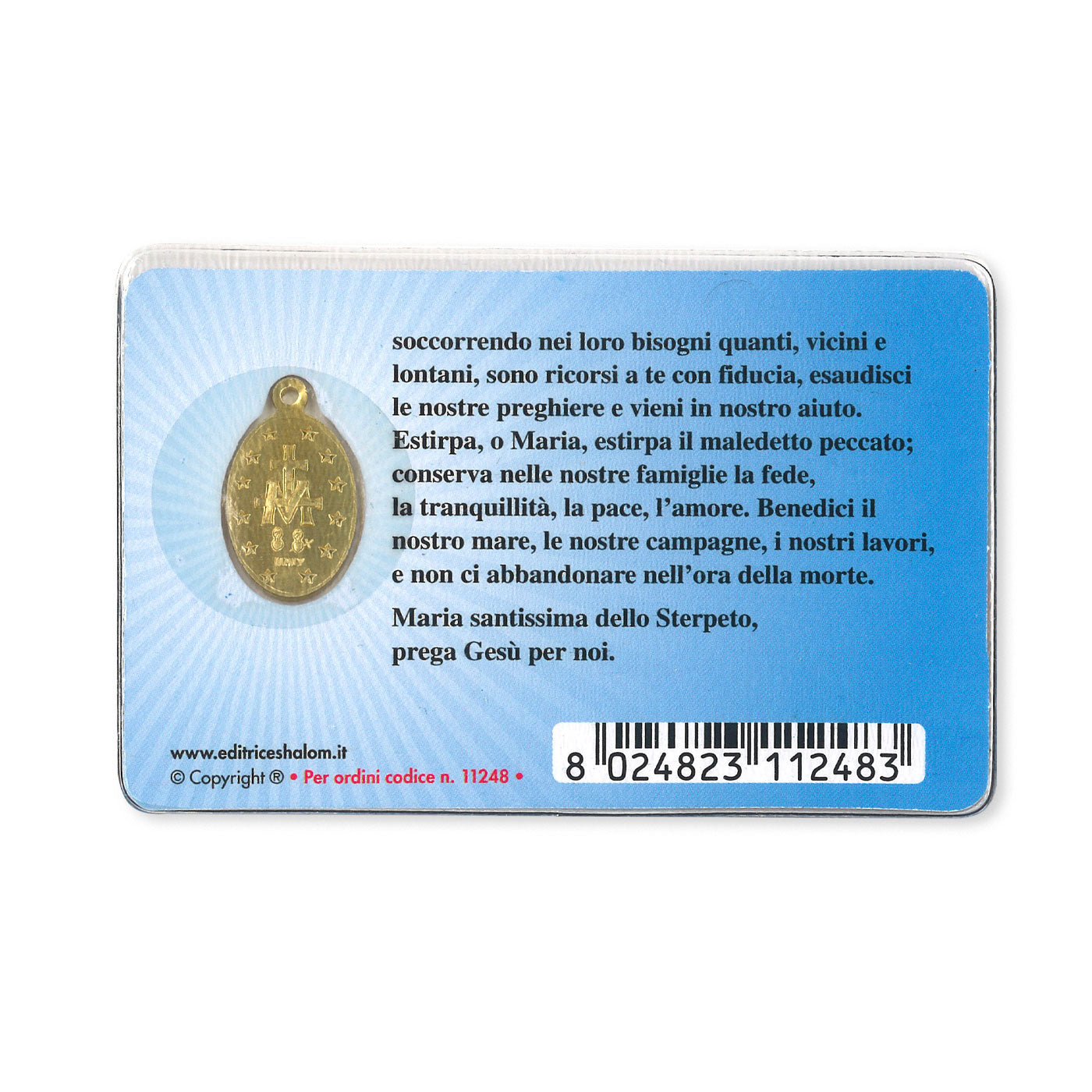 Card plastificata Madonna dello Sterpeto con medaglia Miracolosa e preghiera