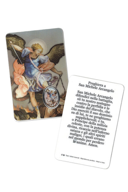 Card plastificata San Michele Arcangelo, da collezione. Dimensioni 5,5x8,5 cm