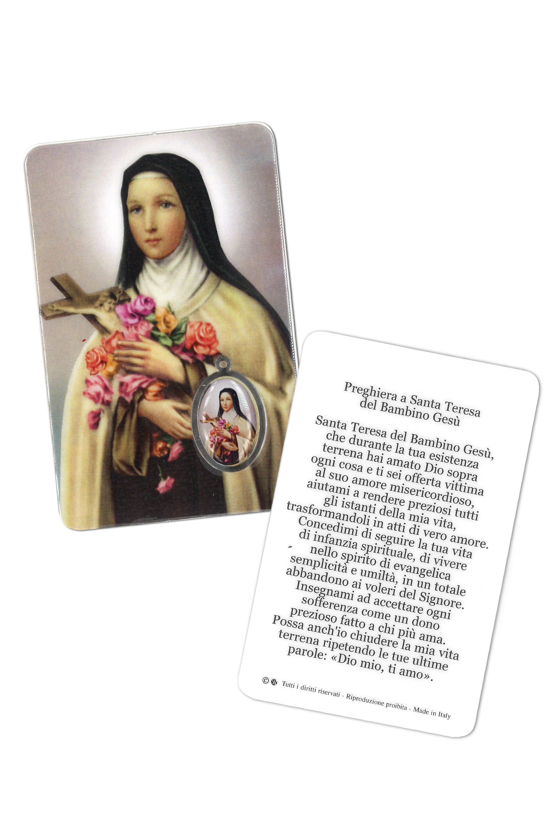Card plastificata Santa teresa di Lisieux. Dimensioni 5,5x8,5 cm
