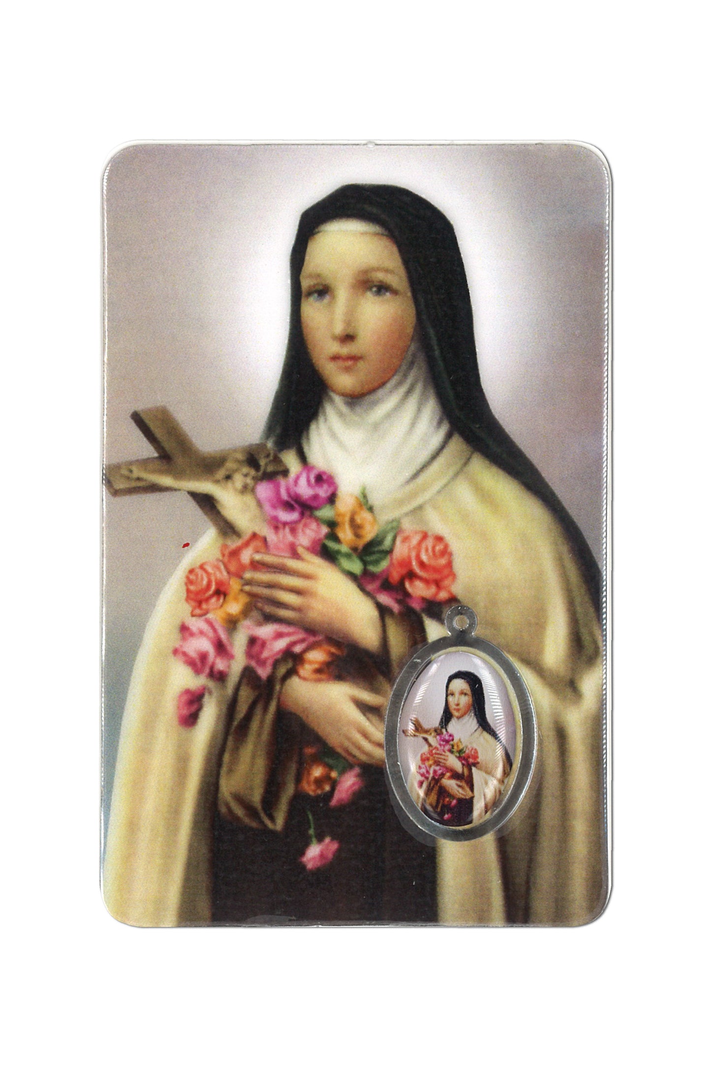 Card plastificata Santa teresa di Lisieux. Dimensioni 5,5x8,5 cm
