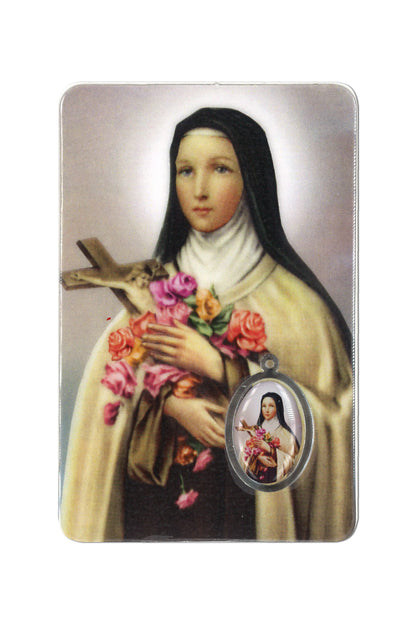 Card plastificata Santa teresa di Lisieux. Dimensioni 5,5x8,5 cm
