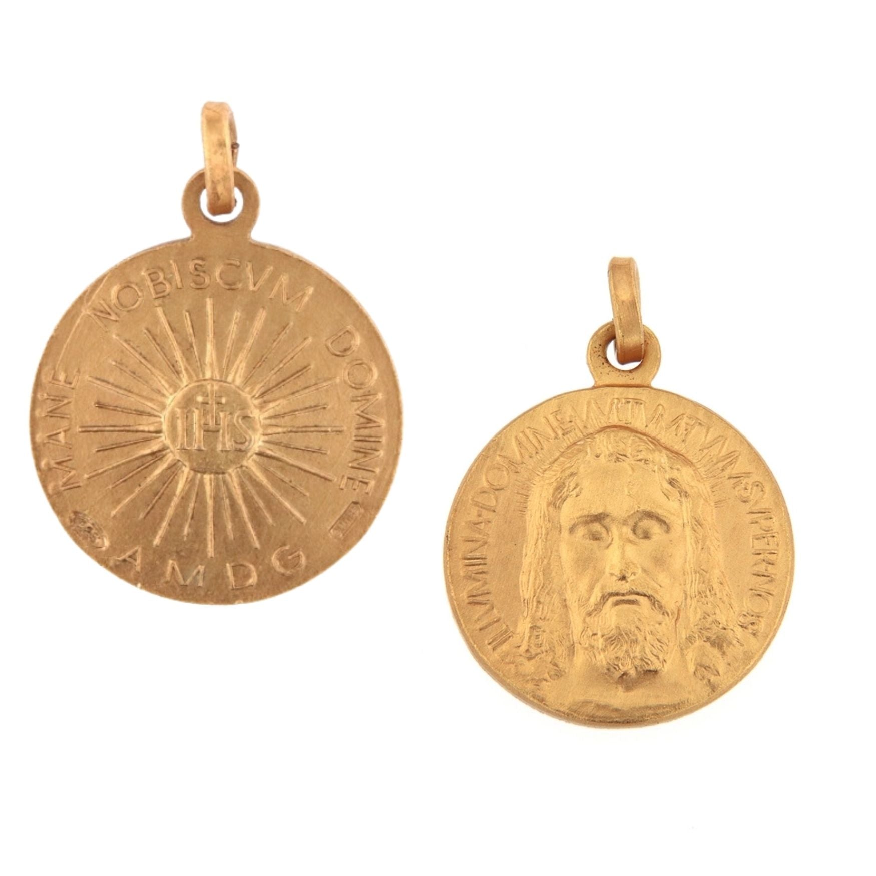 Medaglia Volto santo in argento 925 bagnata oro. Diametro 1,8 cm