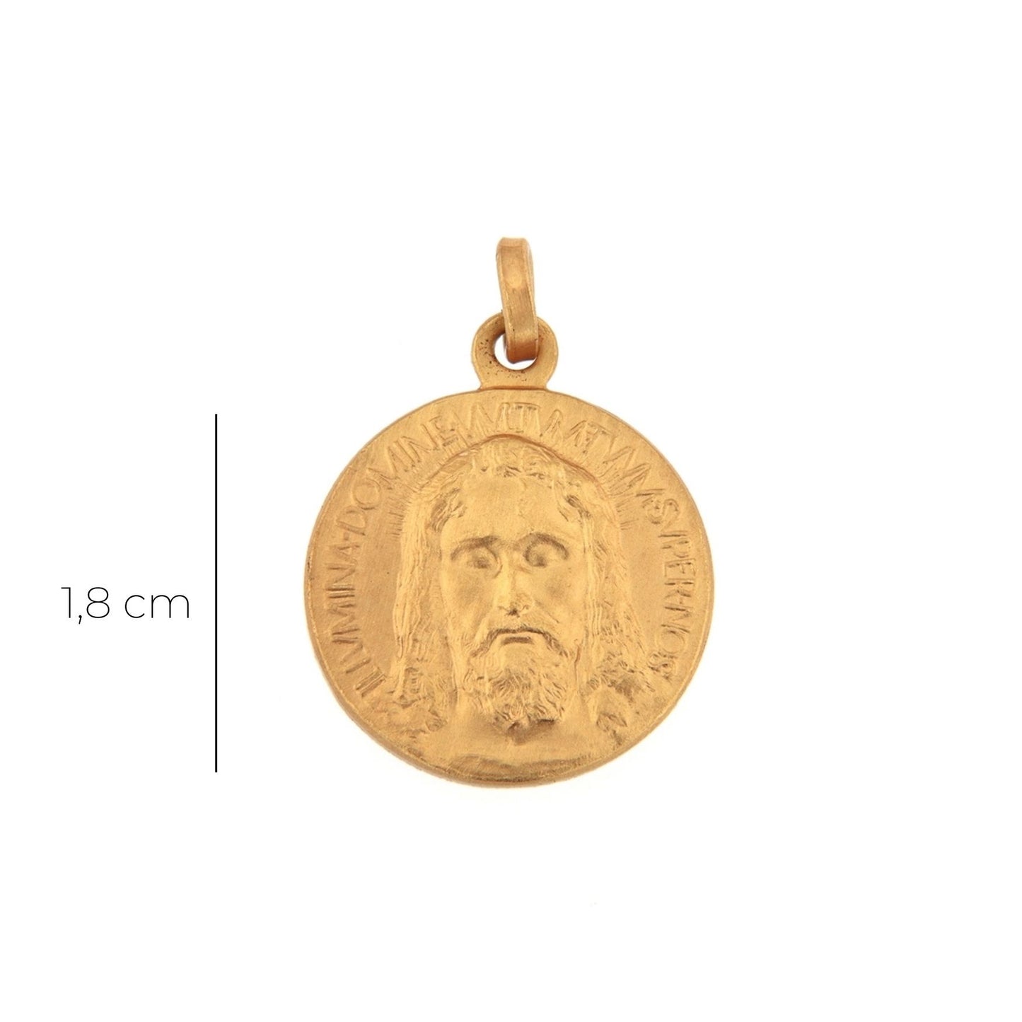 Medaglia Volto santo in argento 925 bagnata oro. Diametro 1,8 cm