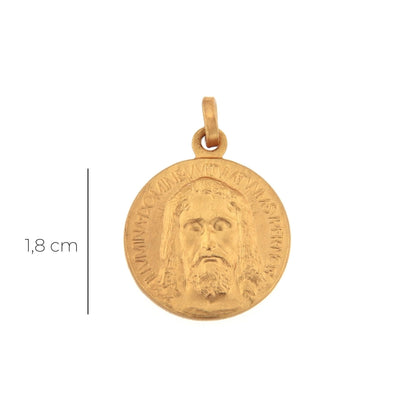 Medaglia Volto santo in argento 925 bagnata oro. Diametro 1,8 cm