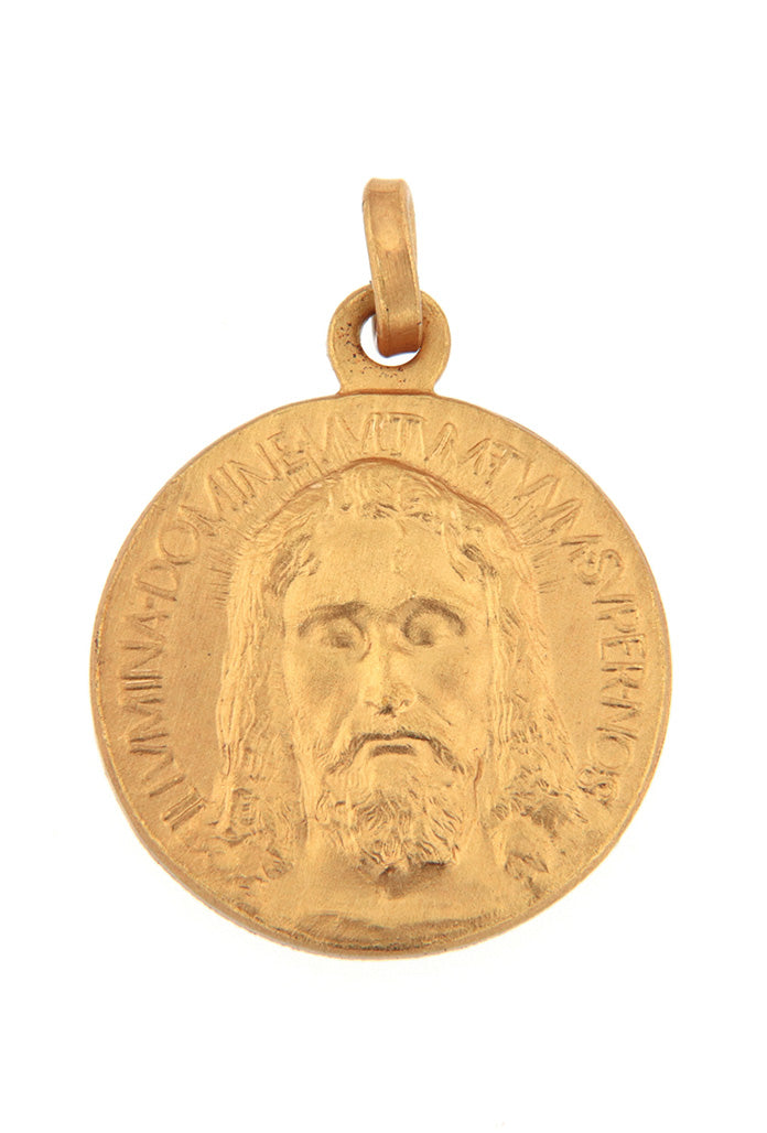 Medaglia Volto santo in argento 925 bagnata oro. Diametro 1,8 cm