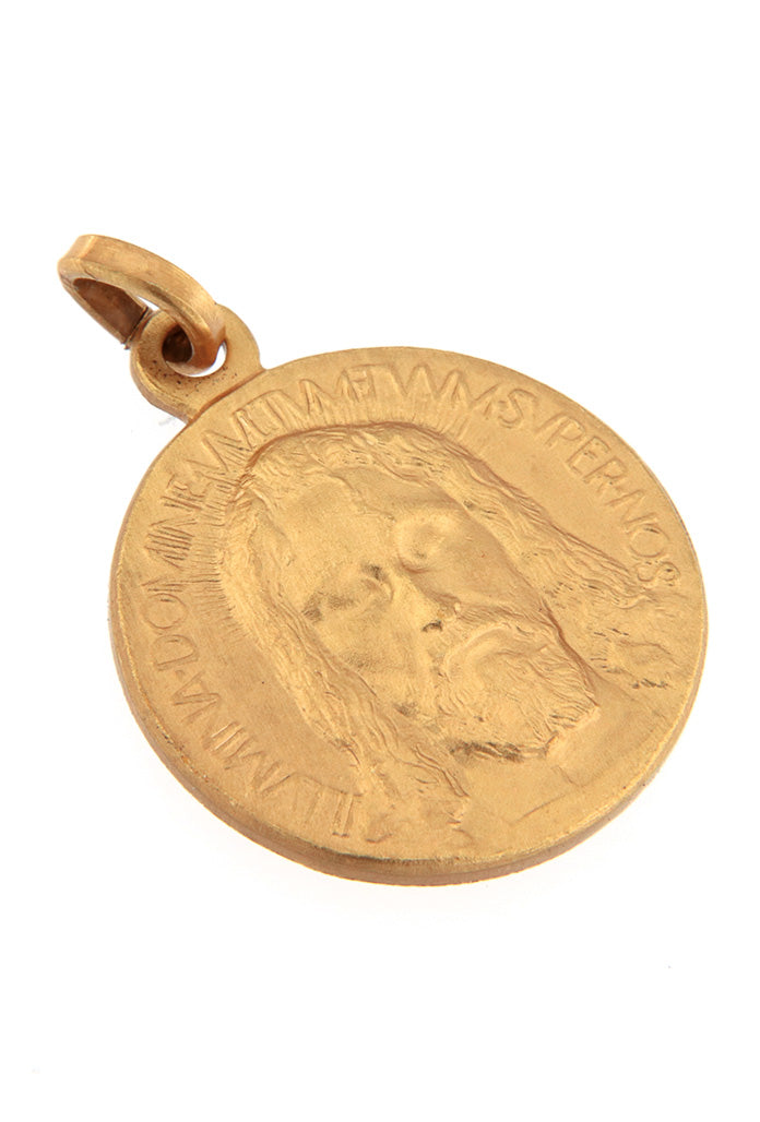 Medaglia Volto santo in argento 925 bagnata oro. Diametro 1,8 cm