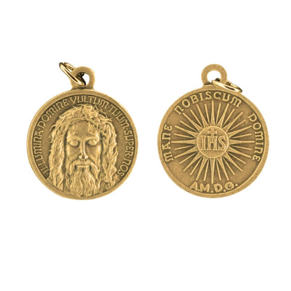 Medaglia Volto santo, in alluminio dorato. Diametro 1,8 cm