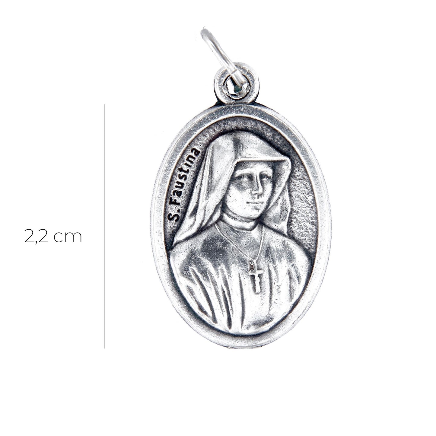 Medaglia Gesù Misericordioso e retro S. Faustina, in zama. Altezza 2,2 cm