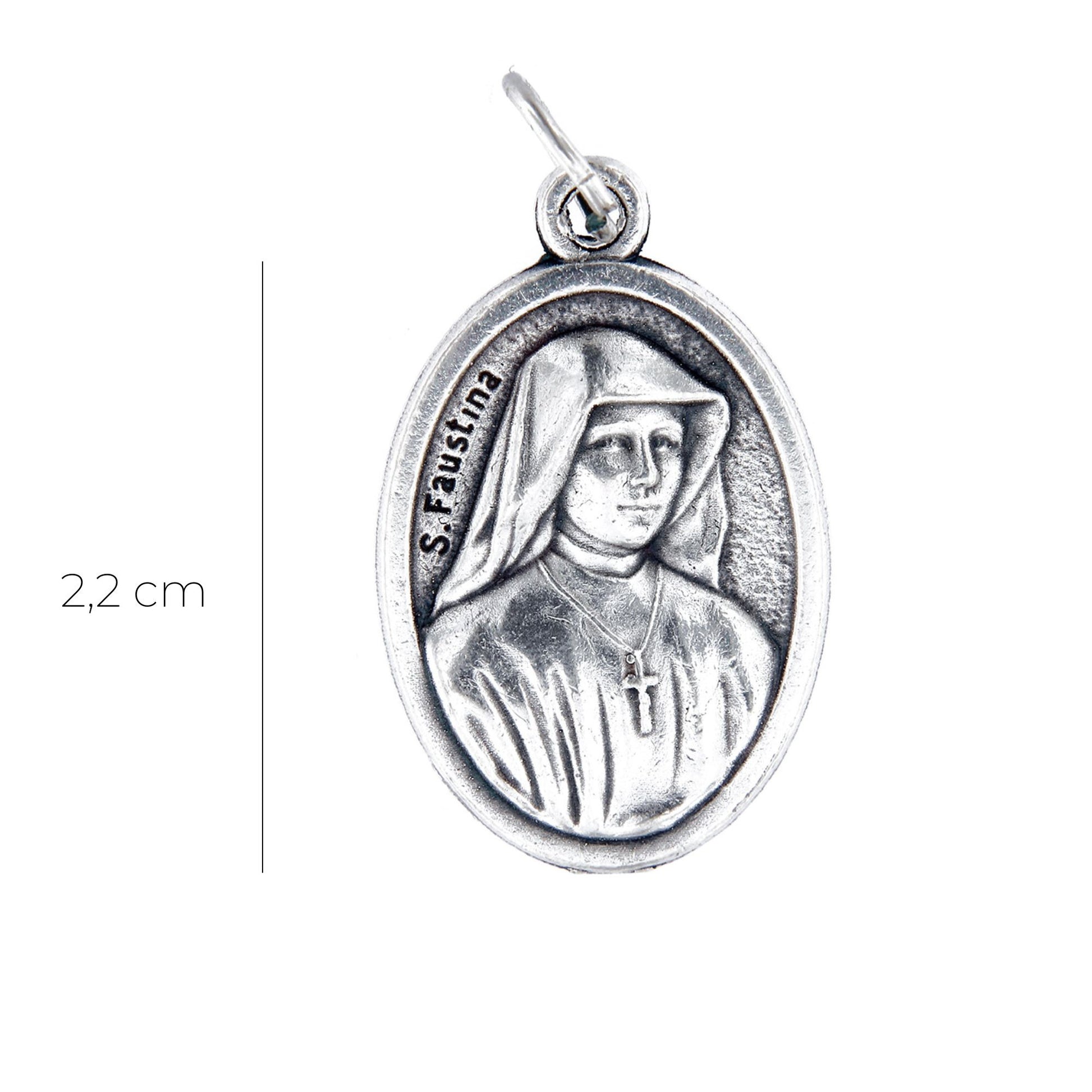 Medaglia Gesù Misericordioso e retro S. Faustina, in zama. Altezza 2,2 cm