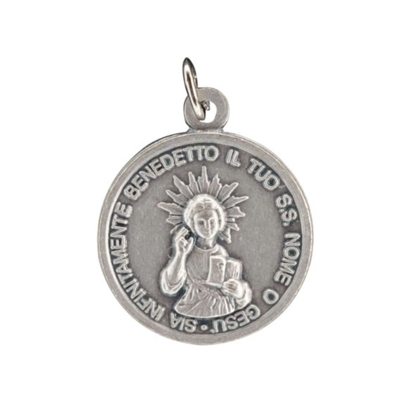 Medaglia santo Bambino sul retro "JHS" in ottone. Diametro 1,8 cm