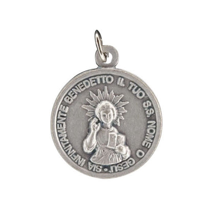 Medaglia santo Bambino sul retro "JHS" in ottone. Diametro 1,8 cm