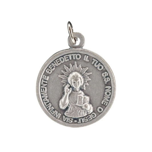 Medaglia santo Bambino sul retro "JHS" in ottone. Diametro 1,8 cm