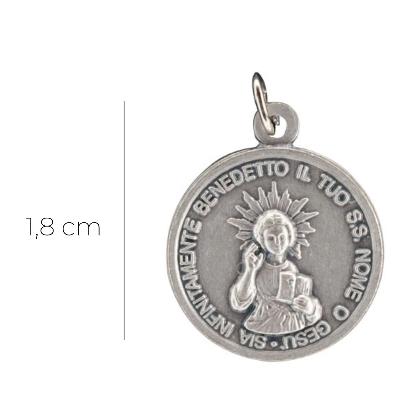 Medaglia santo Bambino sul retro "JHS" in ottone. Diametro 1,8 cm