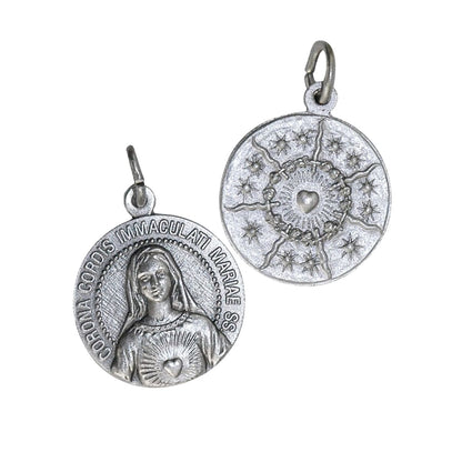 Medaglia Cuore Immacoloto di Maria, in ottone. Diametro 2,2 cm