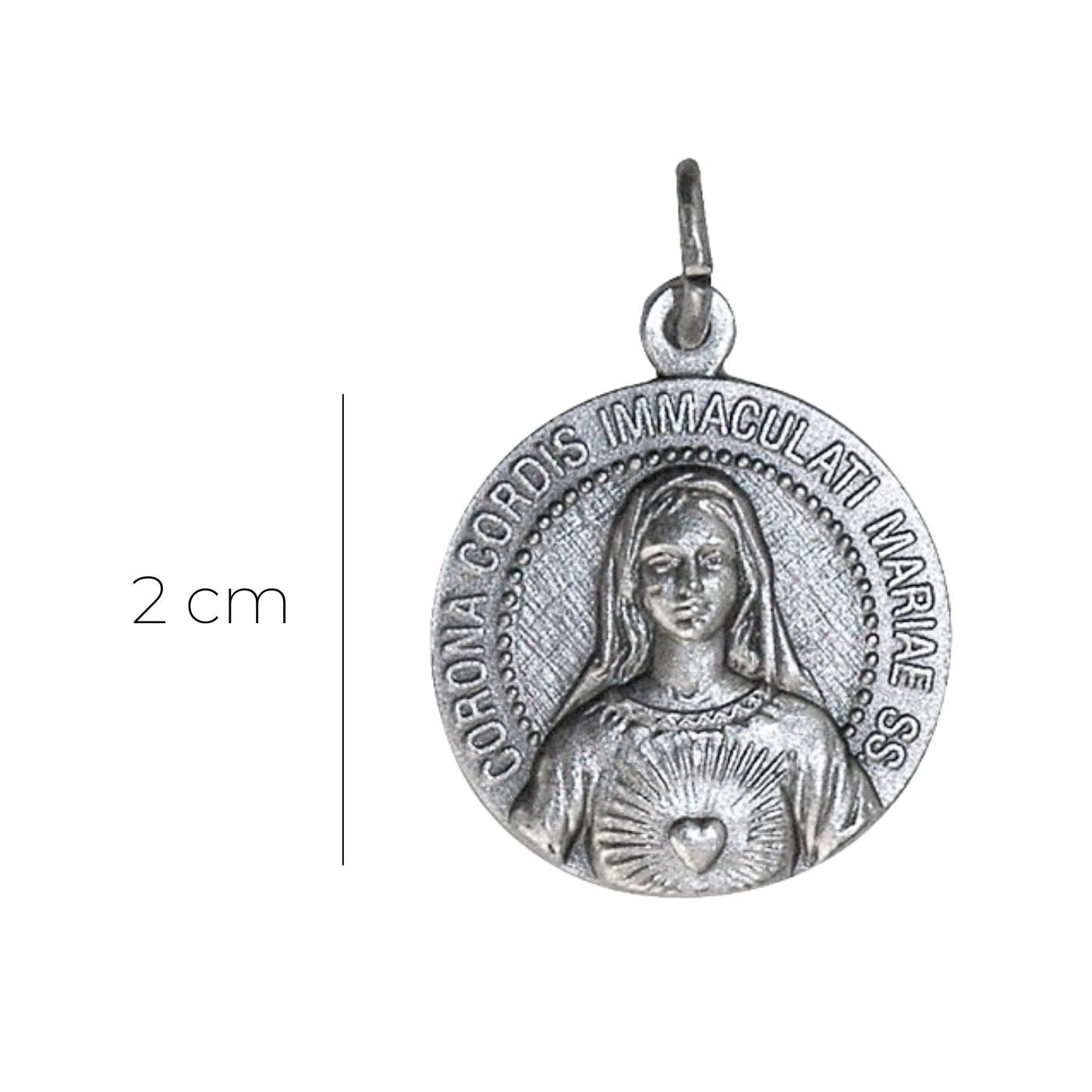 Medaglia Cuore Immacoloto di Maria, in ottone. Diametro 2,2 cm