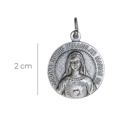 Medaglia Cuore Immacoloto di Maria, in ottone. Diametro 2,2 cm