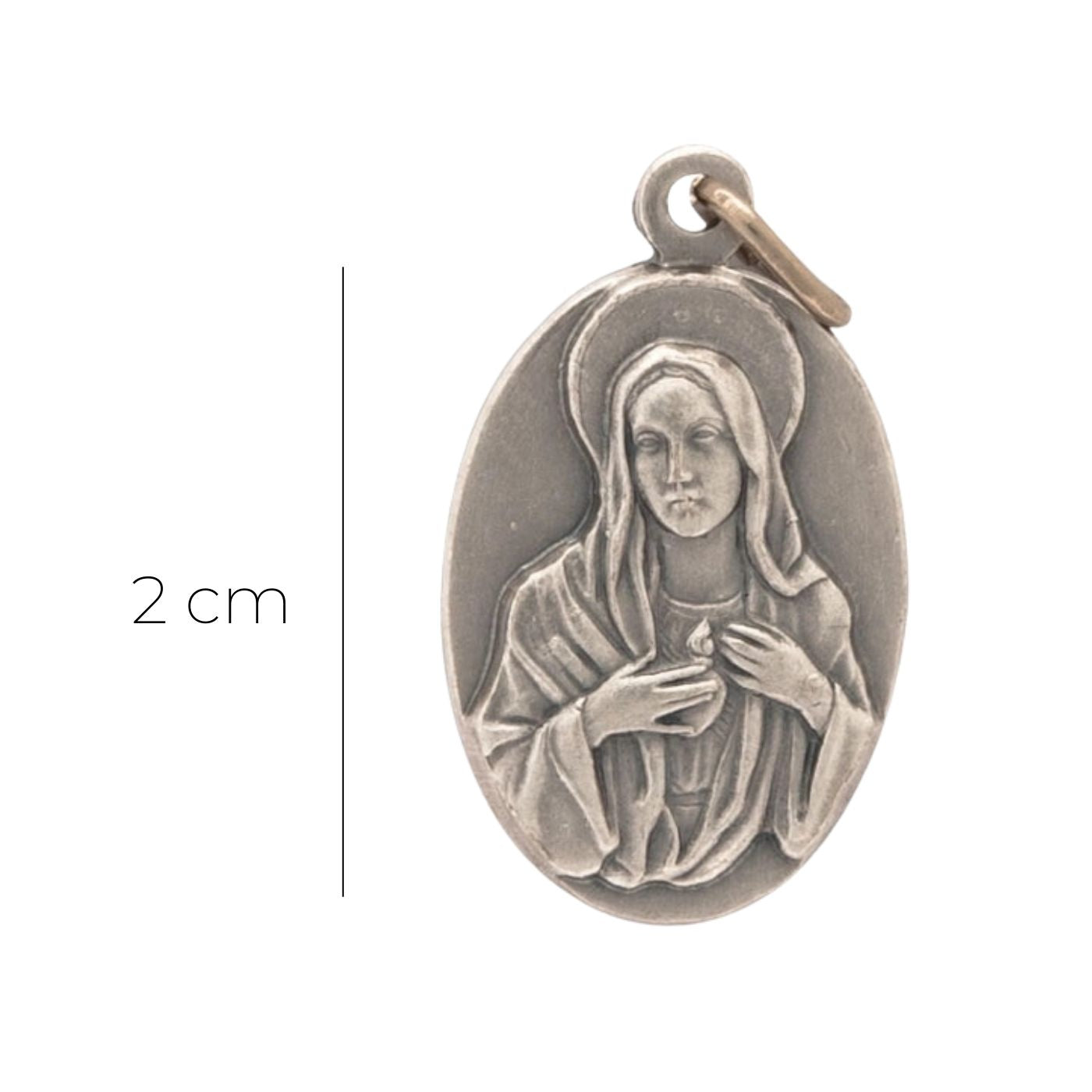 Medaglia Madonna delle Lacrime, in ottone. Altezza 2 cm