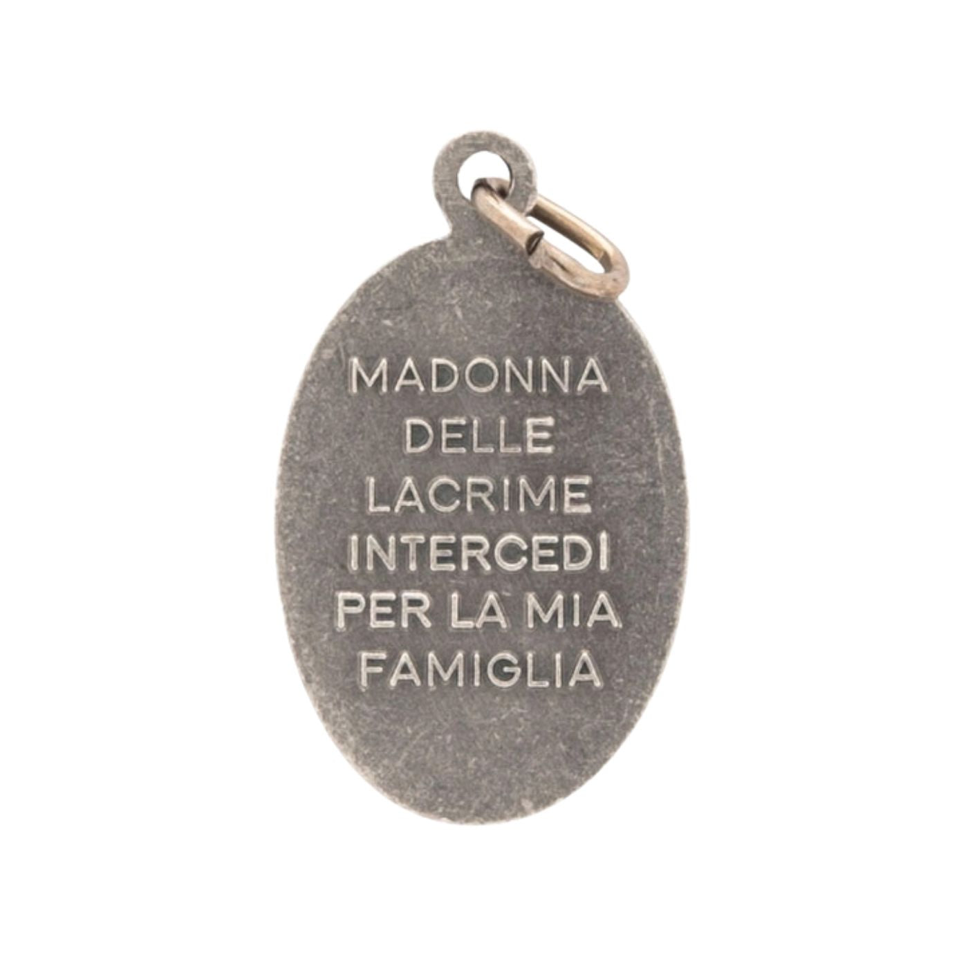 Medaglia Madonna delle Lacrime, in ottone. Altezza 2 cm