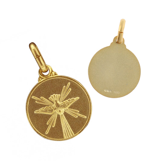 Medaglia Spirito Santo, argento 925 bagnato oro. Diametro 1,4 cm