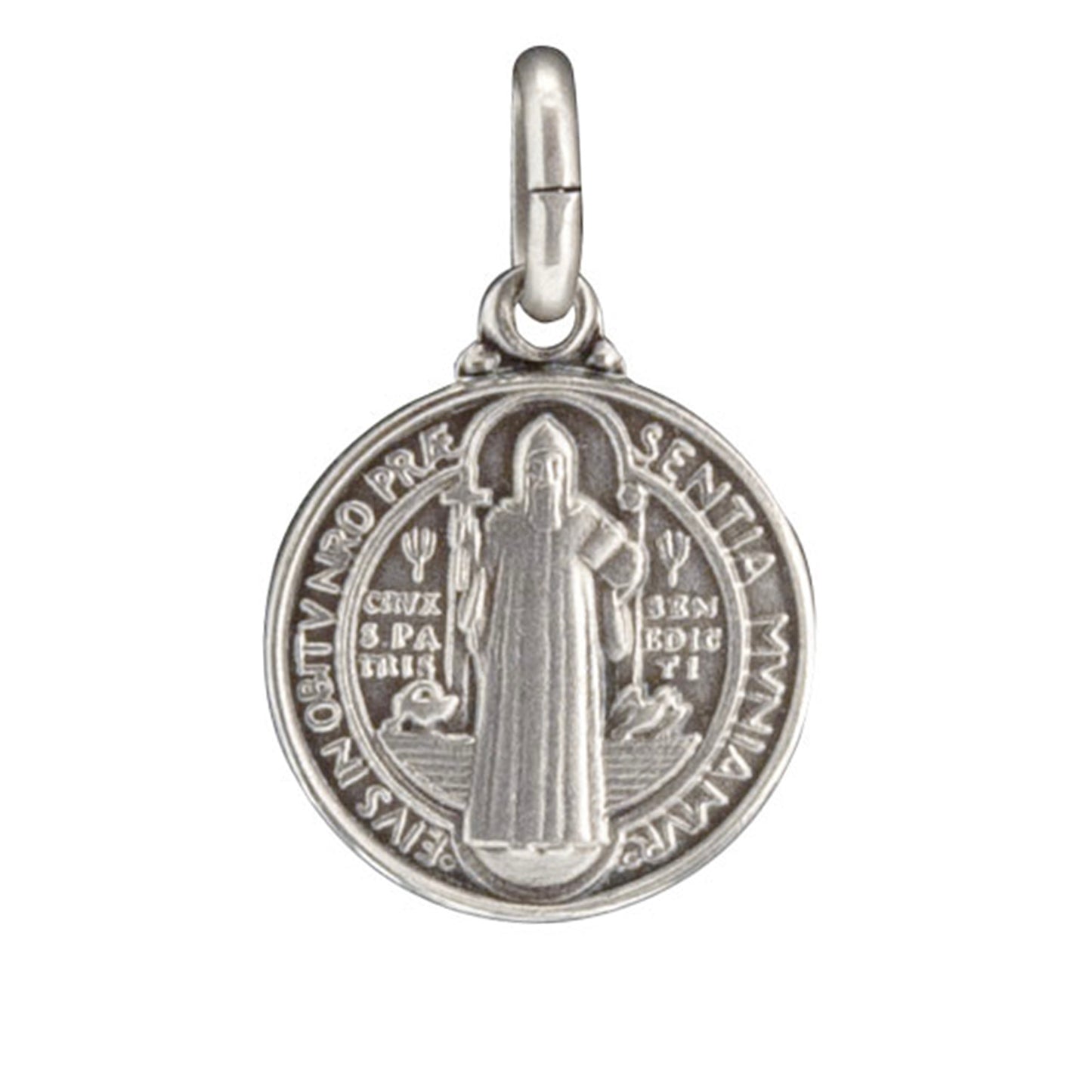 Medaglia San Benedetto in argento 925. Diametro 1,2 cm