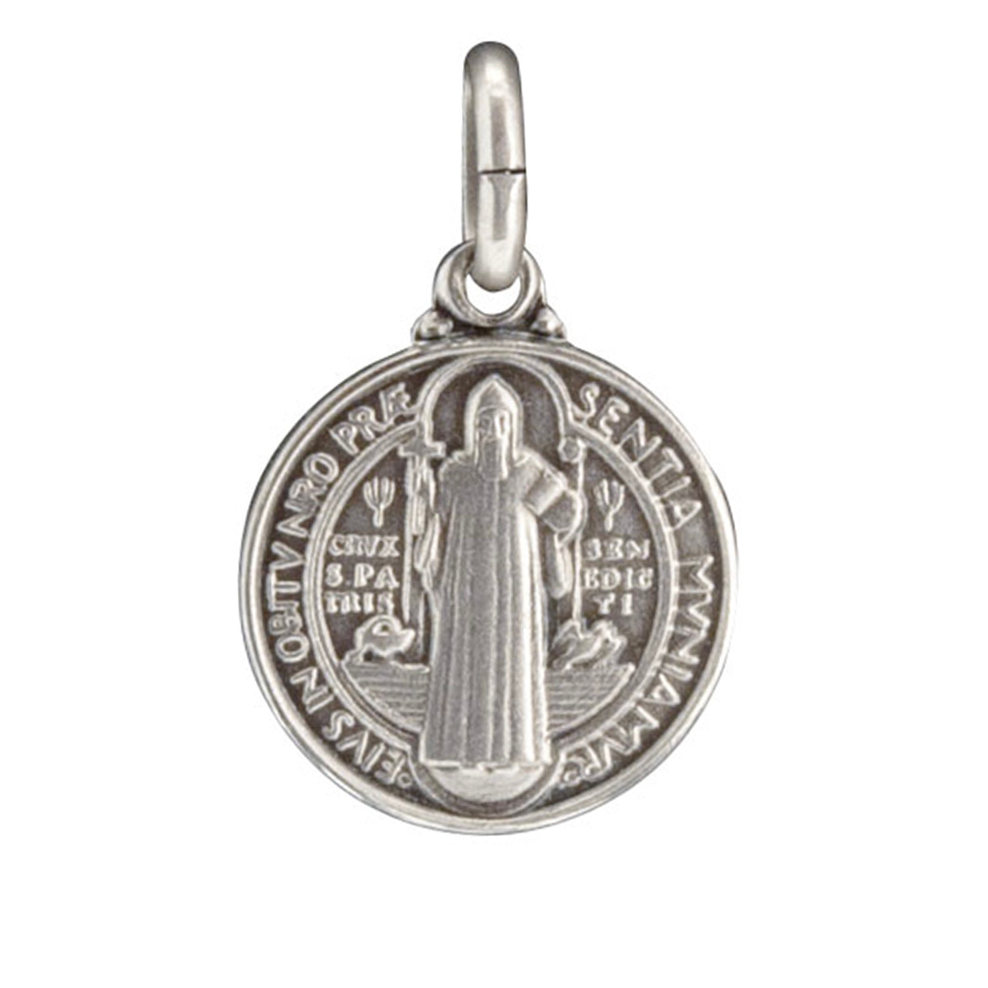 Medaglia San Benedetto in argento 925. Diametro 1,2 cm