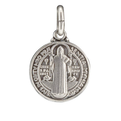 Medaglia San Benedetto in argento 925. Diametro 1,2 cm