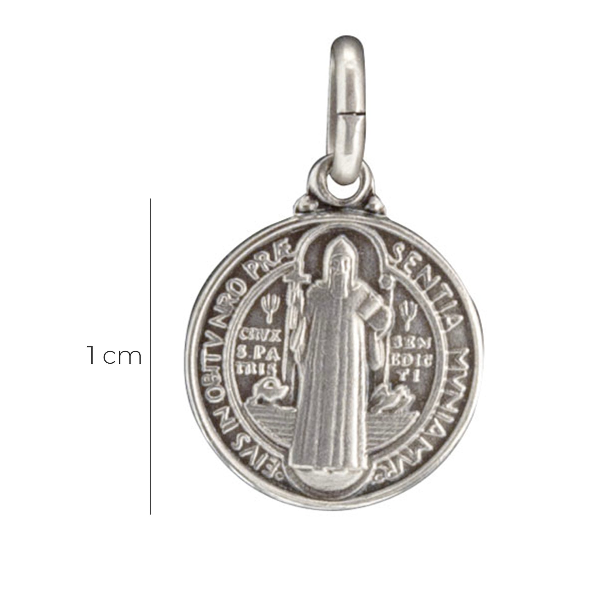 Medaglia San Benedetto in argento 925. Diametro 1 cm